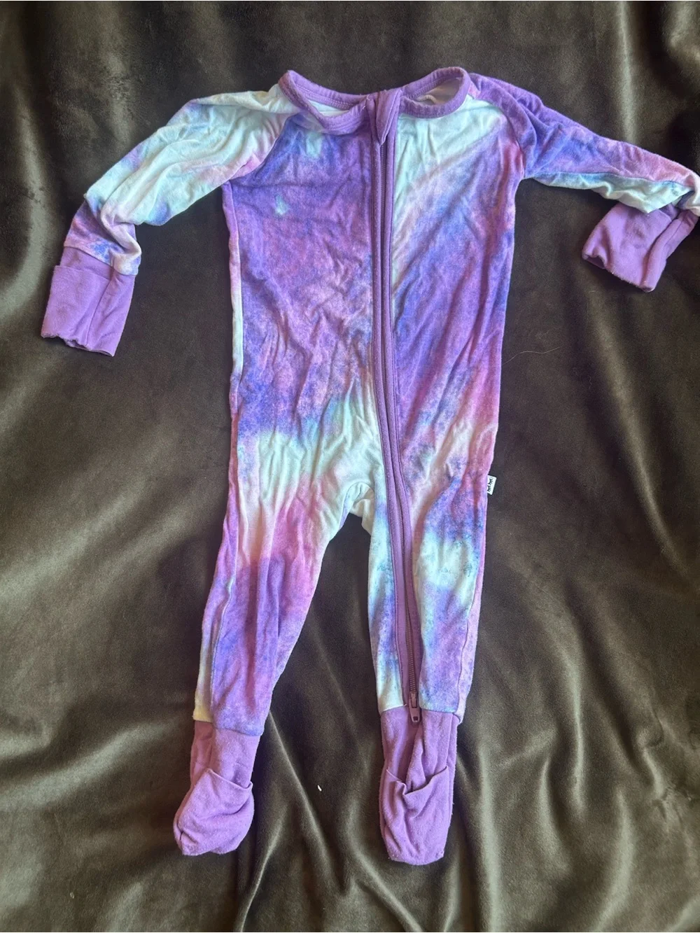 Little Sleepies Purple Tie-Dye Zipper One-Piece